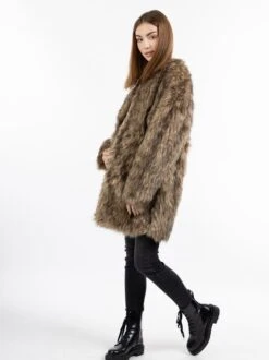 MyMO Damen Faux Fur Mantel