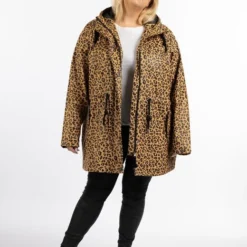 Schmuddelwedda Damen Plus Size Regenmantel Mit Leoprint